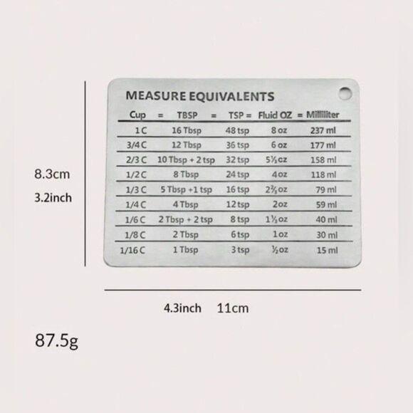 Stainless Steel Measure Equivalents Magnet, new in a package - Picture 6 of 7